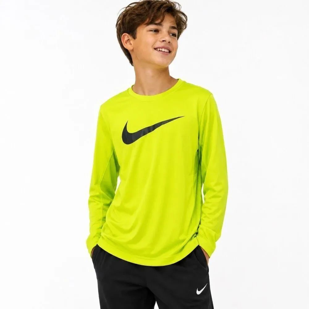 Nike Dri-FIT Neon Volt Long Sleeve Athletic Shirt Youth XL AA1567-702